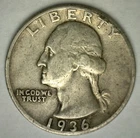 New Listing1936 S Washington Silver Quarter Very Fine Circulated VF 25c Coin San Francisco