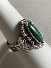 Jay King Rare Pre China Sterling Malachite Larry Ruiz Signed Ring Size 7 1/8