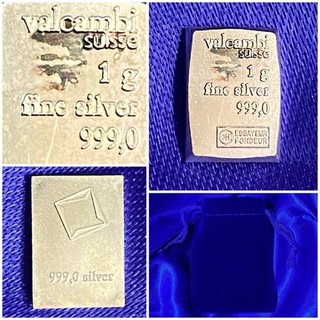 Lingot ARGENT Pur 999 VALCAMBI Suisse 1g Invest Swiss Made Fine Silver Sacoche