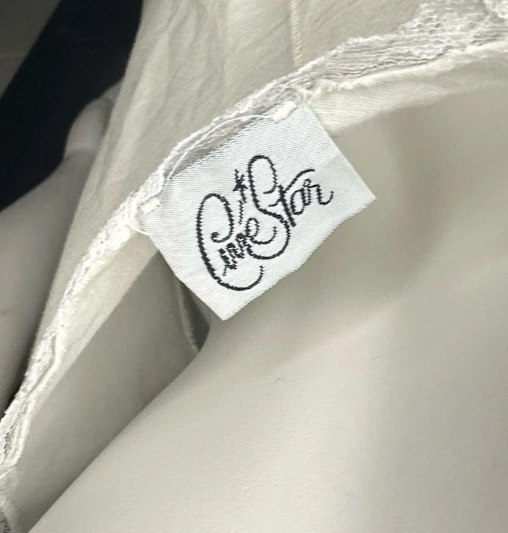 50S FULL SLIP TALLA 34 POLI ALGODÓN OJALES ENCAJE DOBLADILLO DE COLECCIÓN LENCERÍA Med Foto 4 de 4