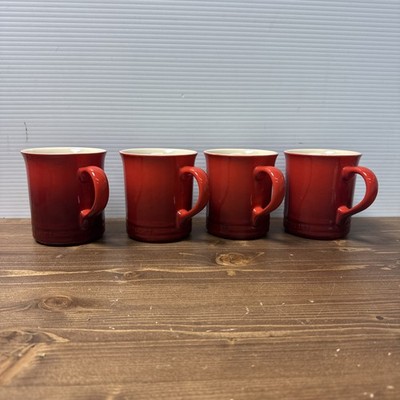 Le Creuset Stoneware Red Gradient 14 oz. Coffee Cup Mug Set Of 4 