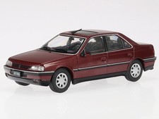 Peugeot 405 SR 1993 red metallic diecast model car in Display Case Salvat 1:43