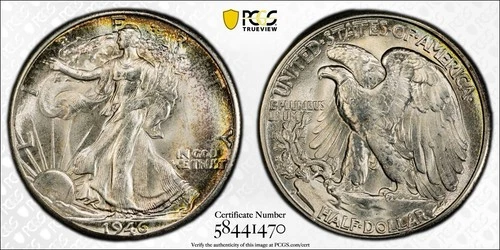 1946-D Walking Liberty Half Dollar PCGS MS65 GEM BU - Newly slabbed - Toned