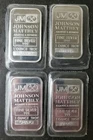 Lot of Four Johnson Matthey 1oz Silver Bars in Plastics