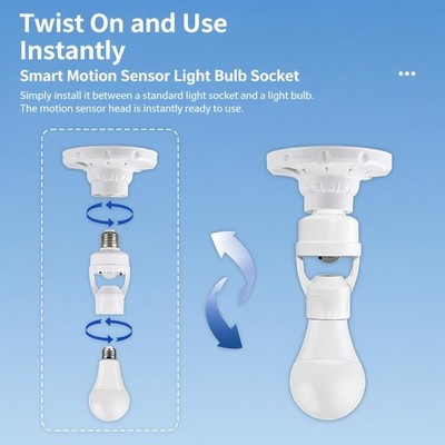 E27 Motion Sensor Light Socket Adapter For Basement Garage Room Storage M7Q7