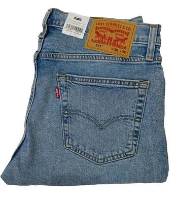LEVI'S Jeans LEVIS 511 Hombre Calce Ajustado Original Remachado Azul Hielo Lavado a la Piedra Denim Elástico
