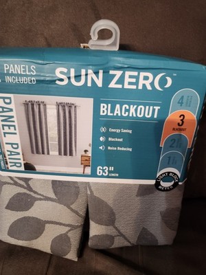 Sun Zero Linen Gray Blackout Rod-Pocket 2 Curtain Panels, 40''x63''