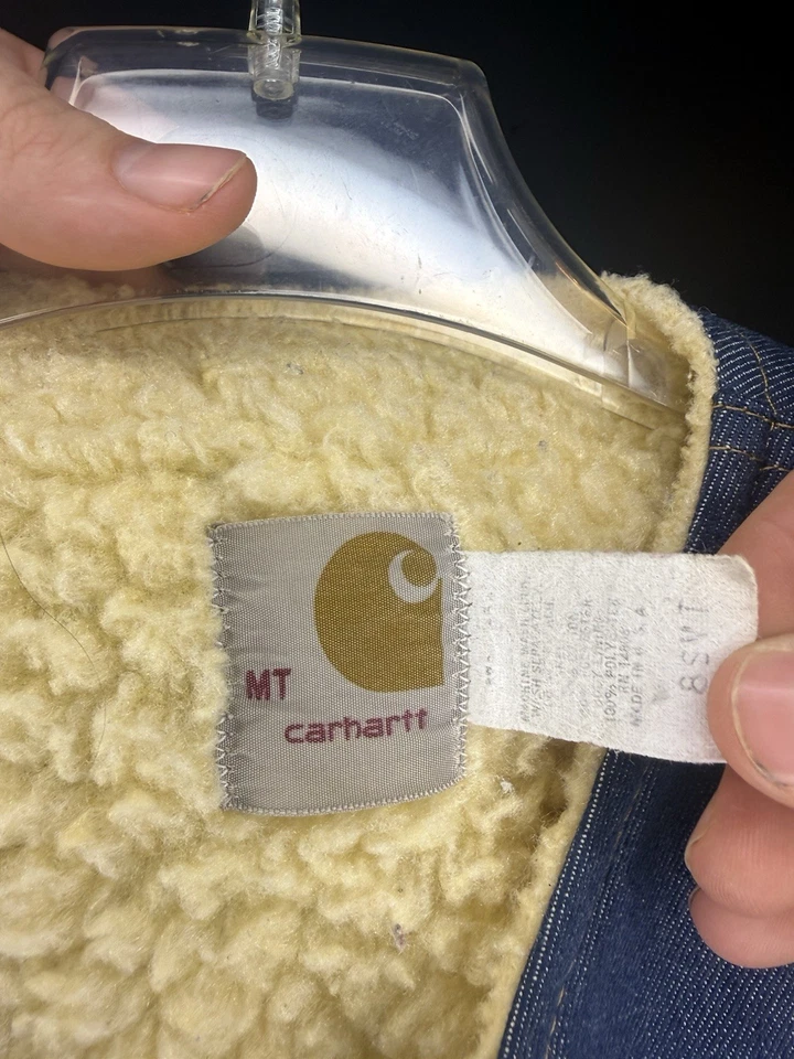 Chaleco de mezclilla forrado Carhartt Sherpa vintage años 80 para hombre azul medio 8SV ropa de trabajo Foto 3 de 4