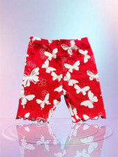 New VTG 2002 Gymboree La Playa Girls Red Butterfly Floral Print Bike Shorts - 3T