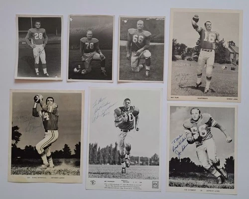 7 LOT Detroit Lions Autographed Signed 8x10 Photos HOF Schmidt Sewell Lary Dove+