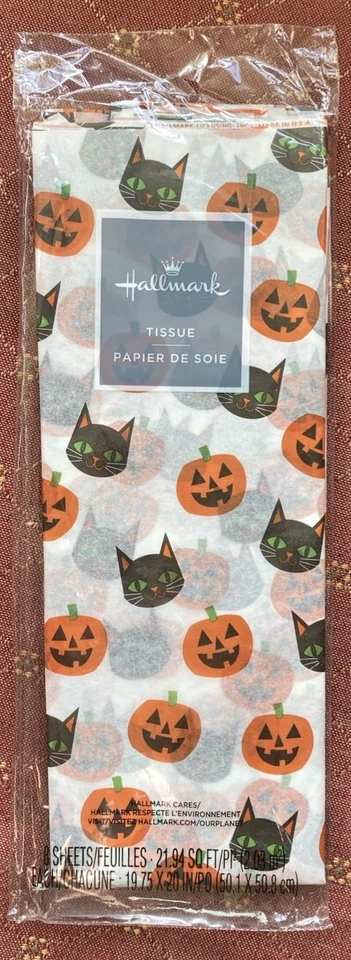 UNOPENED Hallmark Halloween Gift Tissue Paper Cat Pumpkin BOO BASKET 8 sheets - Image 2 of 4