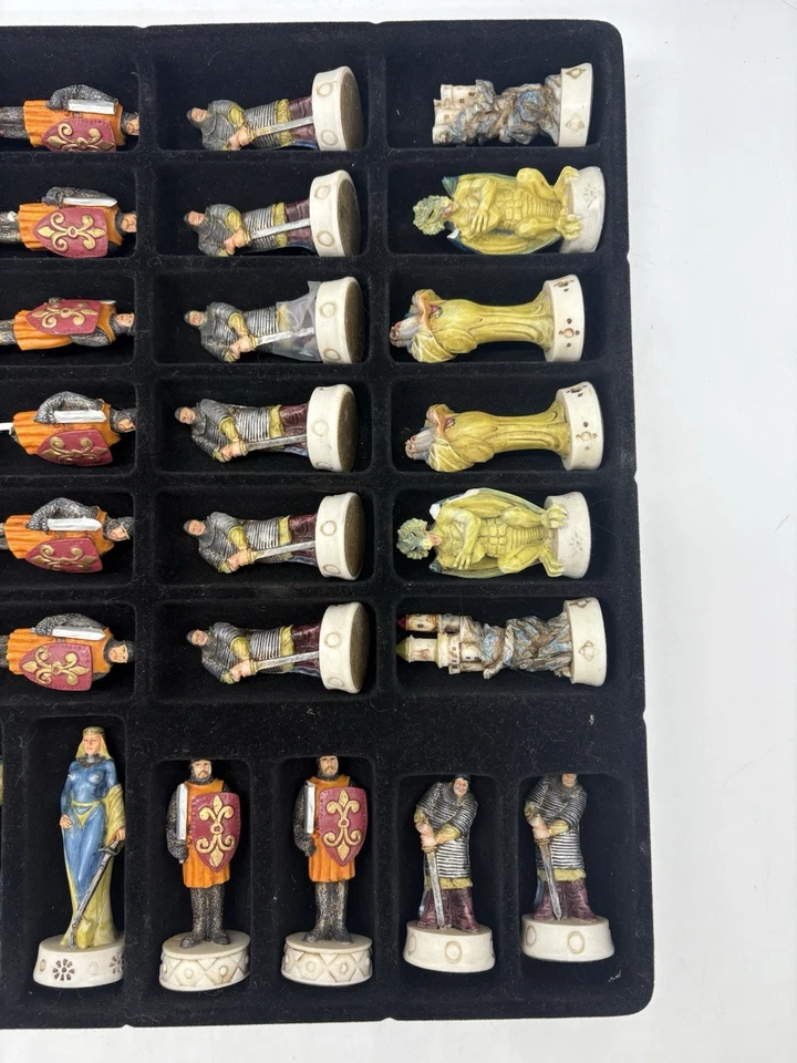 THE CHESSMEN King Arthur Fantasy Chess Set Handpainted by W.U -some pcs chipped - Image 3 of 4