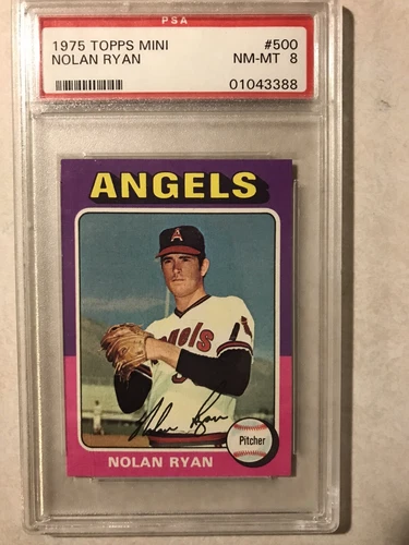 1975 TOPPS MINI #500 NOLAN RYAN Very High End  Dead Centered PSA 8+