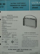 Ultra Portable Transistor radio Model 6102 Service manual
