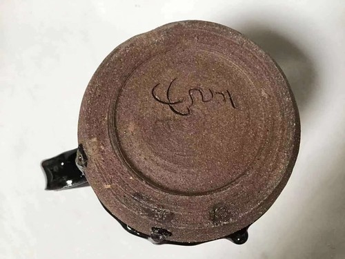 1pc Large Antique Black Ceramic Stoneware Milk Coffee Mug Cup 5 5/8"x4" 1.7lbs - Picture 5 of 12