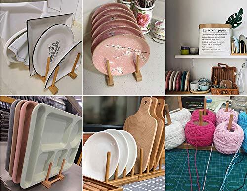4 Pack Bamboo Dish Drying Rack Plate Rack Stand Pot Lid Holder Dish Organizer Ra - Picture 7 of 7