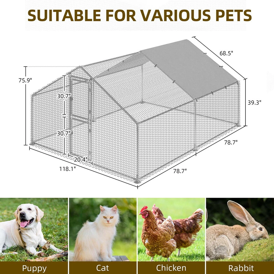 Poruace 13 x 9.8 x 6.4 英尺户外宠物狗跑屋狗笼围栏围栏 — 第 3/4 张图片