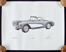 1957 Corvette Convertible Lithograph Print Kik Ltded Ap Artists Collection 1957 Corvette Convertible Lithograph Print Kik Ltded Ap Artists Collection