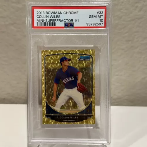 2013 Bowman Chrome Prospects Mini Superfractor 1/1 Collin Wiles #33 PSA 10