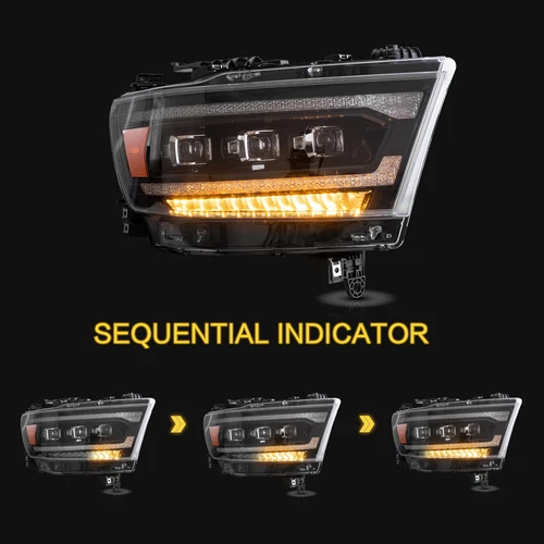 VLAND Amber LED Headlights For Dodge Ram 1500 2019-2023 2024 W/Sequential L+R - Picture 5 of 14