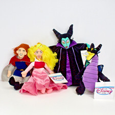 Vintage Disney Store Sleeping Beauty DRAGON MALEFICENT Bean Bag Plush Lot of 4