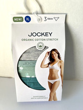 NEW Jockey Womens 3 Pairs Organic Cotton Stretch Bikini Panties XL 44-46" NIP