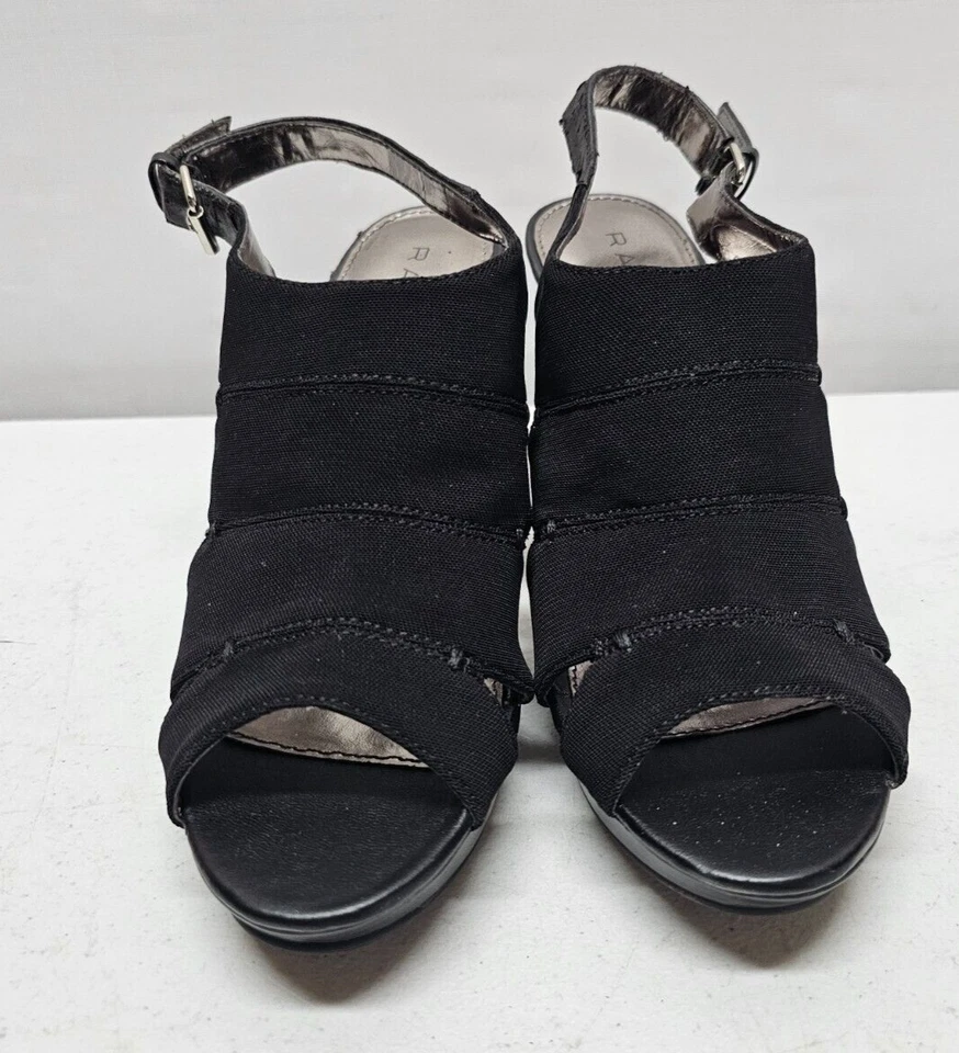 Rampage Natalee Womens Size 8.5 Black Open Toe Pumps 3.5" Cone Heels Slingback - Image 3 of 4