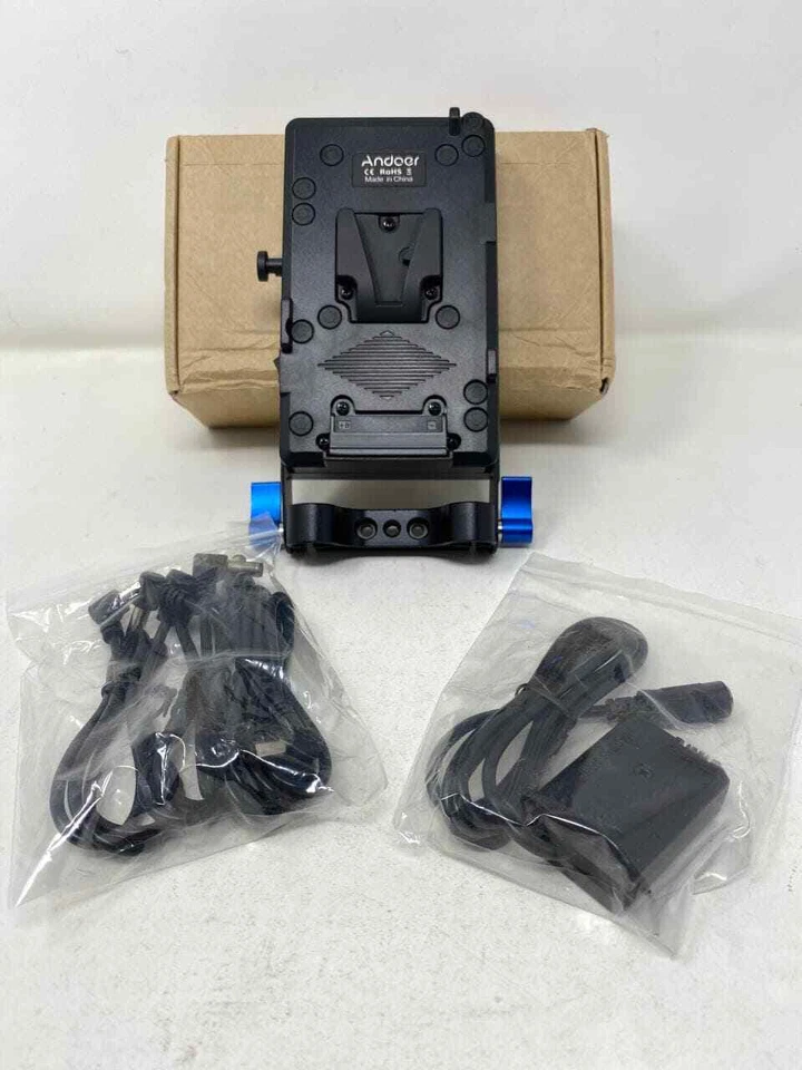 Placa adaptadora de batería Andoer VMount + abrazadera de varilla de doble orificio de 15 mm para BMCC Canon P5P1 Foto 3 de 3