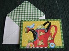 2 UNUSED small vintage greeting cards Mary Engelbreit BLANK Watering Can Flowers — photo 4