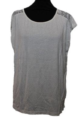 DAMEN T-SHIRT KURZARM VSCHULTER SPITZE X55849001 ECRU SOAKED LUXURY M 38 NEU