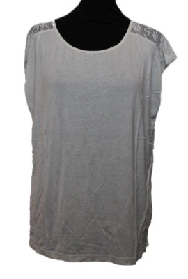 DAMEN T-SHIRT KURZARM VSCHULTER SPITZE X55849001 ECRU SOAKED LUXURY M 38 NEU - Bild 1 von 4