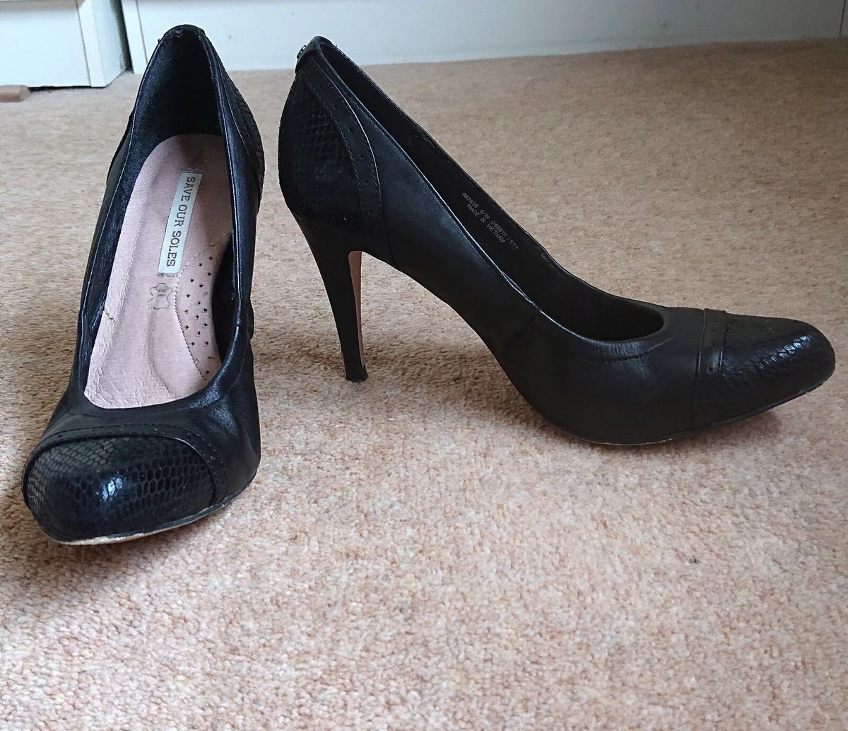 Women s Next black leather Court Shoes size 6 women once