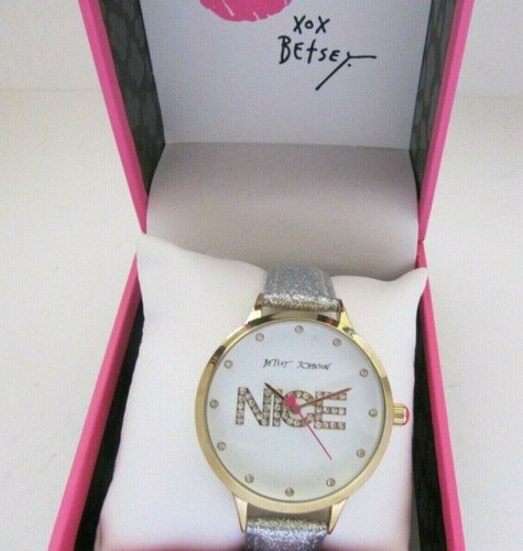 Betsey Brand New Johnson Ladies Chrystal Nice Silver Glitter Band Watch NWT $65 - Picture 5 of 6