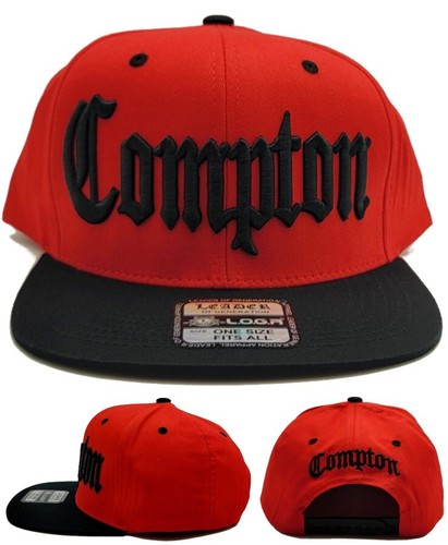 Compton New Leader Top Level Old English Banner Red Black Snapback Era Hat Cap