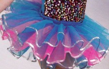 NWOT 2 Tone Tutu with silver hologram sequin trim Small child Cerise Turquoise