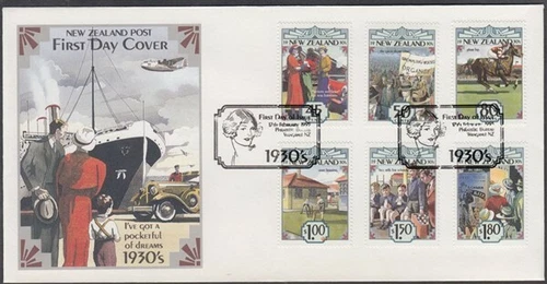 NEW ZEALAND FDC 1993 EMERGING YEARS - THE 1930'S SET OF 6 (ID:F1081 (17/2)