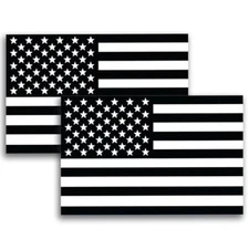 Magnet Me Up Black and White American Flag Car Magnet Decal, 3x5 Inch, 2 Pack