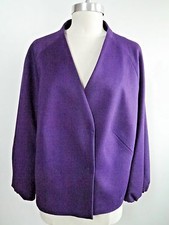 AKRIS PUNTO purple wool blend hidden snap front jacket blazer size 16 WORN ONCE