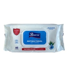 Breeze 60 Wet Wipes Antibacterial Free Alcohol Vitamin E  Aloe Vera