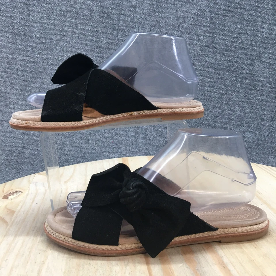 Corso Como Sandals Womens 7 M Glendyli Slide Flats Black Leather  Crisscross - Image 2 of 4