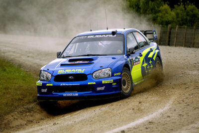 Petter Solberg Subaru action Rally Car 2004 Motor Racing Old Photo 1