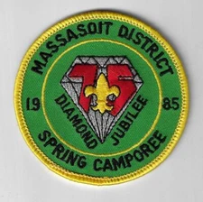 1985 Spring Camporee 75th Diamond Jubilee Massasoit Districy YEL Bdr. [Q-1278]