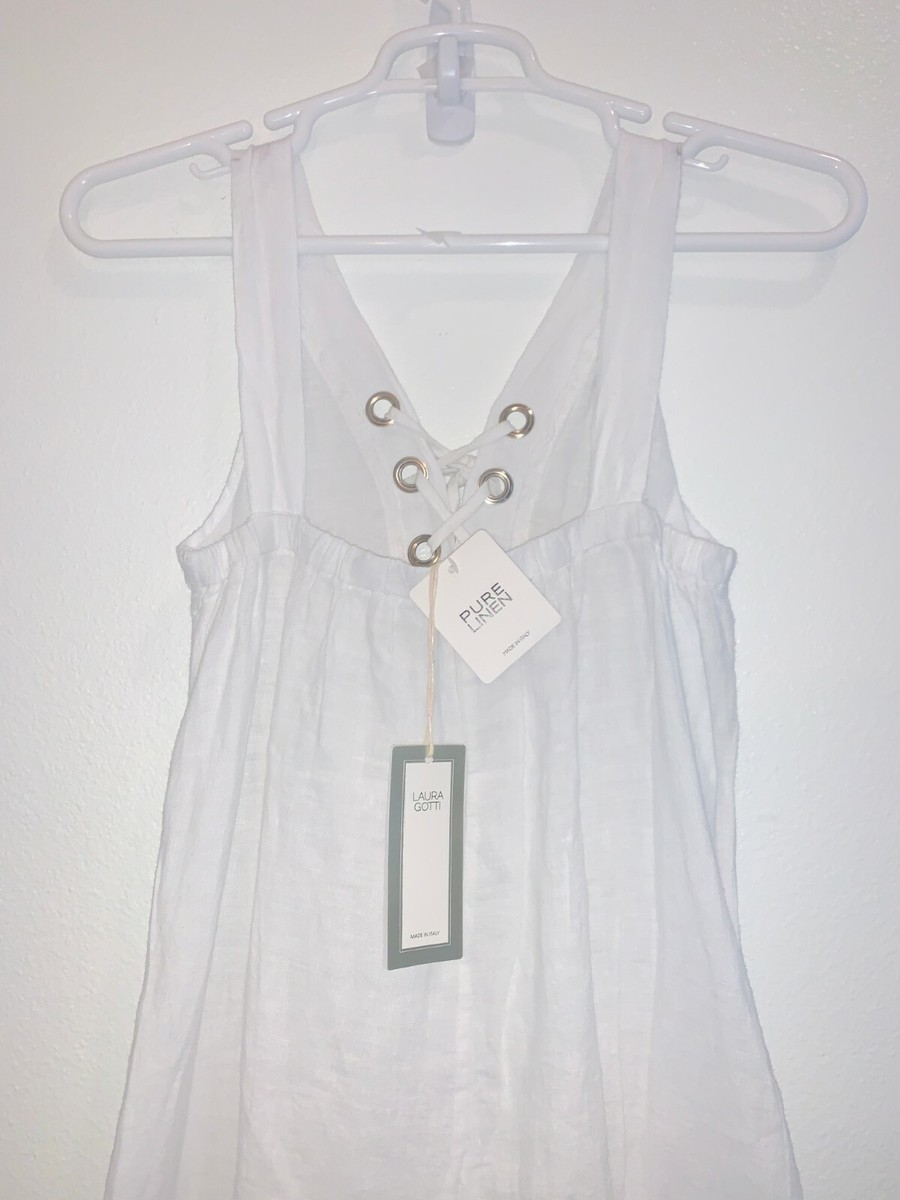 laura gotti linen dress Laura Gotti / Made in Italy / White Long PURE LINEN DRESS