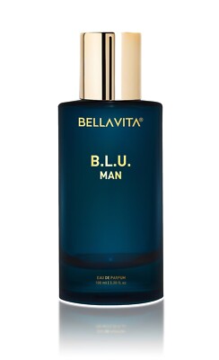 BellaVita B.L.U Man Eau De Parfum, 3.38 fl oz, Lemon, Apple, Musk Scent