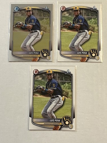 2025 Bowman Luis Pena 1st Lot x1 Chrome x2 Paper Brewers