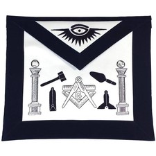 Master Mason Blue Lodge Apron Navy Blue White Silk Hand Embroidered Masonic
