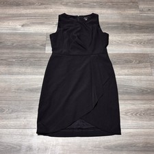 Tahari Arthur S Levine Dress 12P Petite Black Sleeveless Tulip Wrap Career