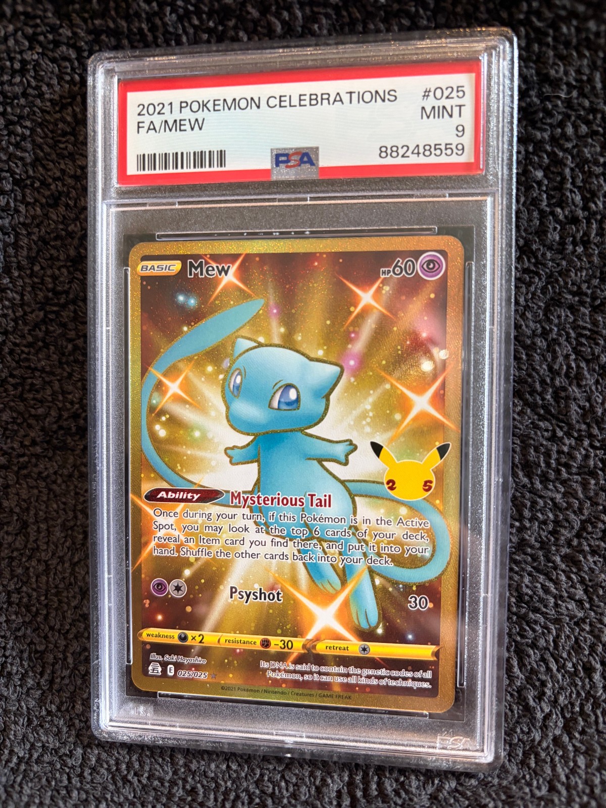 2021 Pokemon Celebrations 025 Mew FULL ART MINT 9 PSA88248559 Authentic Graded view 2