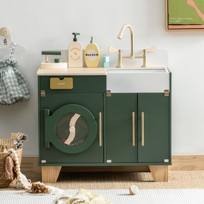 #ad Play Kitchen Set Wooden Toy Washing Machine Kids Washer and Dryer for Kids Kit $110.99
