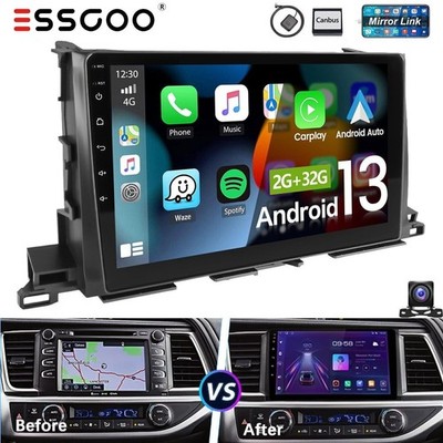 For 2015-2019 Toyota Highlander Carplay Car Stereo Radio Android 13 GPS BT AHD